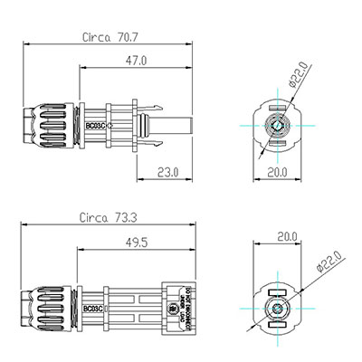 BC03C Photovoltaik Steckverbinder (Stecker und Buchse)
