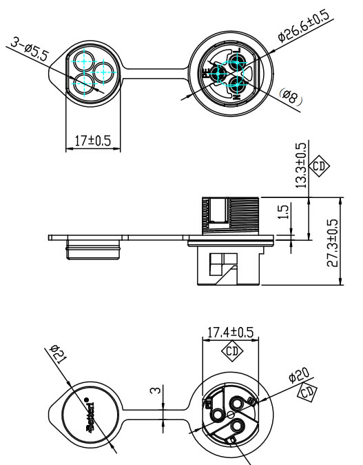 BCO1B-OFC-C Einbaubuchse (Panel Mount)
